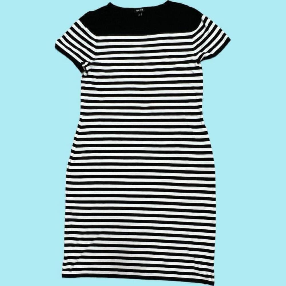 Torrid Women's Black & White Striped Casual A Line Sweater Dress, Size 14/16